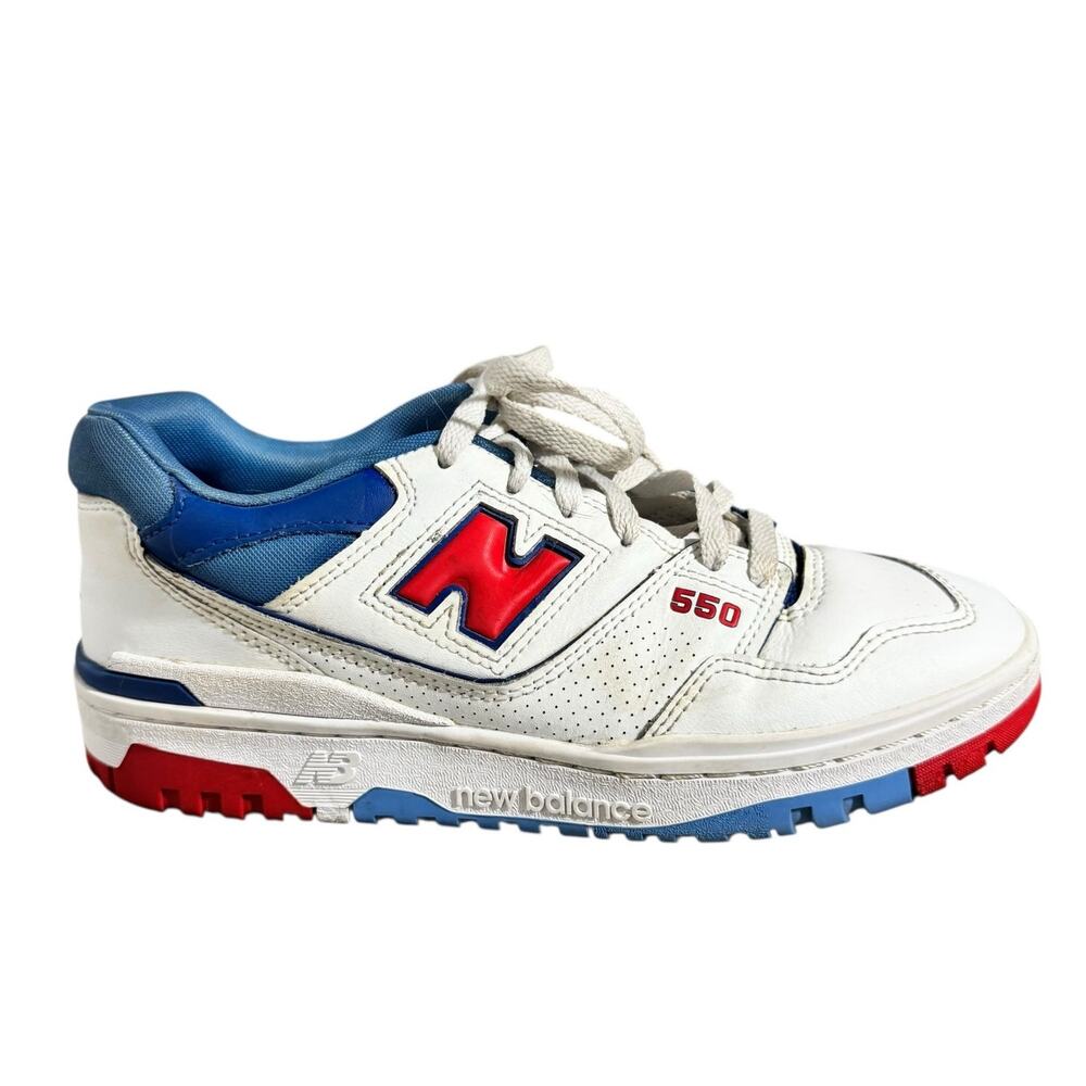 New Balance 550 Red Atlantic Blue Sneaker Men 7 BB550NCH Athleisure Leather Shoe